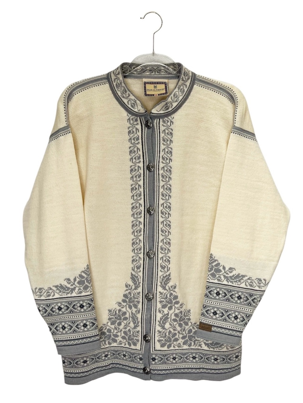 Vintage Dale of Norway Cardigan Wool Sweater Cream Cream Slate Womens Medium EUC